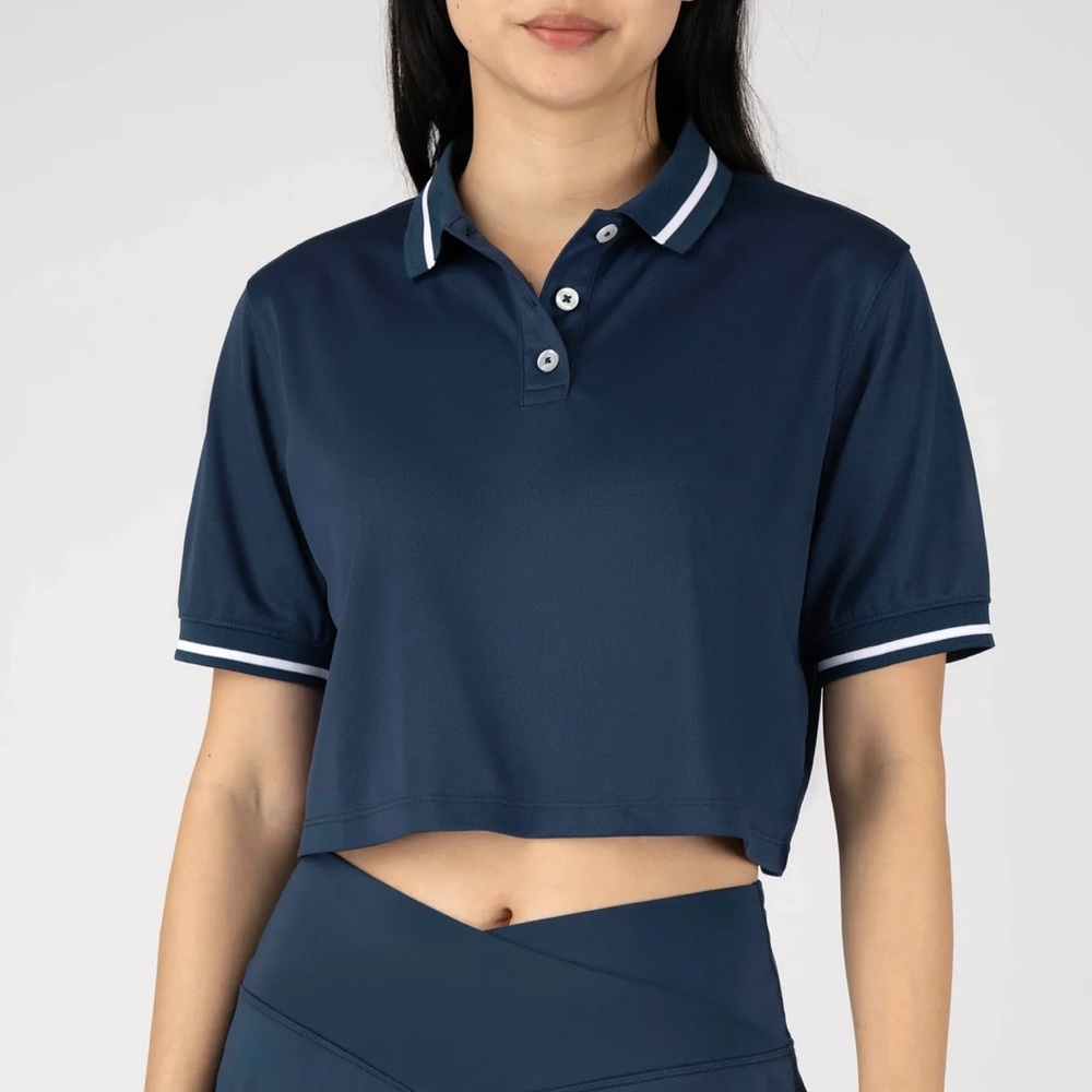 Dynamic Pique Cropped Boxy Polo Tee & UPF 50+ by 90 Degrees/ Size: XS